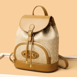 Luxe Leather Women's Backpack with Chic Pull-Belt Detail