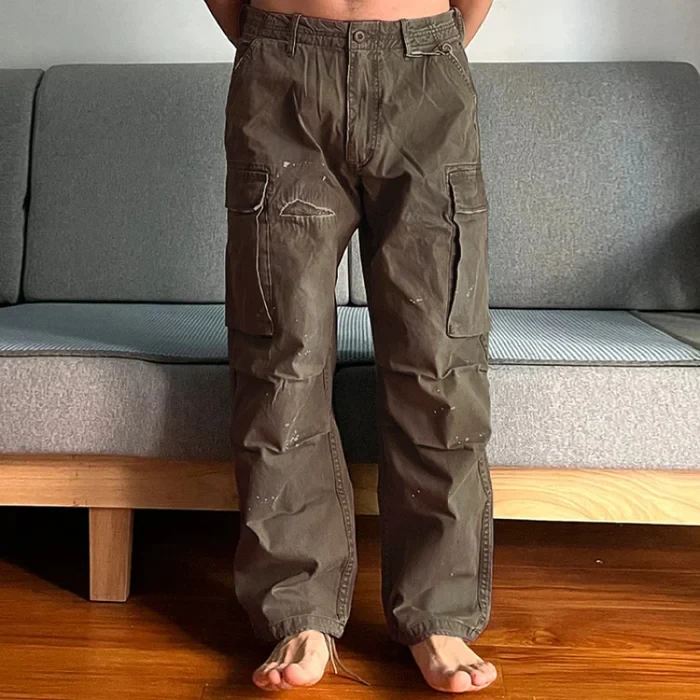 Men's loose large pocket wear-resistant cargo paratrooper pants