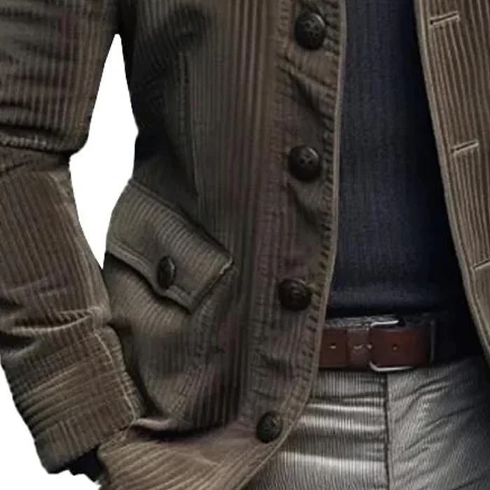 Men's Vintage Stand Collar Corduroy Single Breasted Blazer