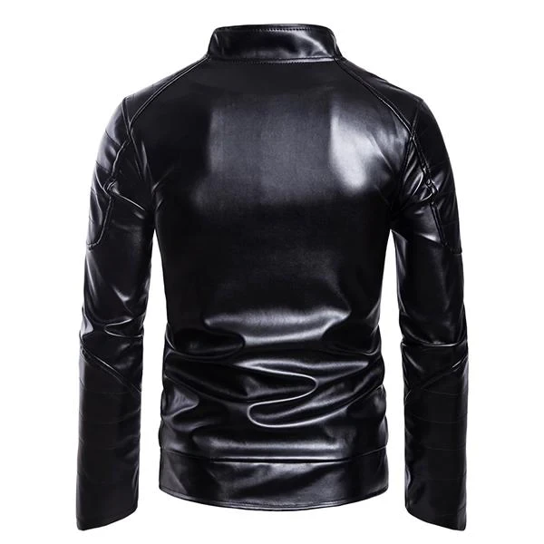 Men's Vintage Stand Collar Zip Leather Jacket