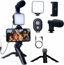 5 in 1 Vlogging Kit with Fill Light Microphone Tripod