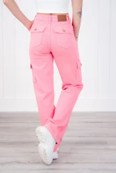 Judy Blue High Rise Pink Garment Dyed Cargo Straight Leg Jeans