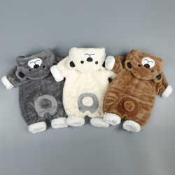 Cuddly Bear Hooded Onesies for Toddlers in Cream and Grey