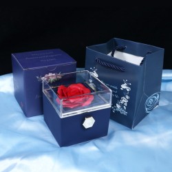 New Valentine Rotating Jewelry Display Case with Eternal Rose