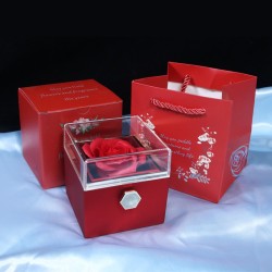 New Valentine Rotating Jewelry Display Case with Eternal Rose