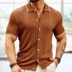 Short-Sleeved Business Casual Top with Button Lapel