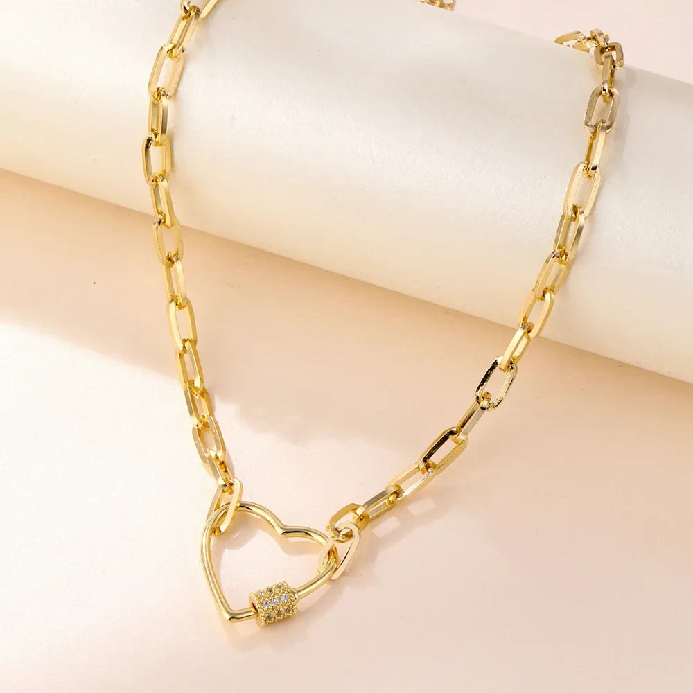 Women's Diamond Heart Pendant Thick Straps
