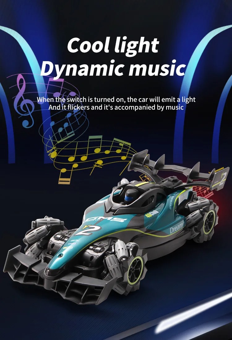 F1 RC Car Gift for Children – Remote Control Drift Car with Gesture Control, Spray Stunt Features,