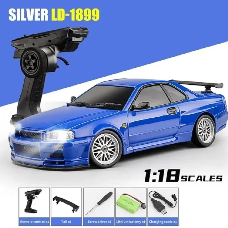 2.4GHz LD RC LD1899 1/18 RC Drifting Car with Gyroscope – On-Road Alloy Body Shell Racing Car
