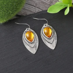 Green Leaf Water Drop Simple Trendy Earrings Bohemian Style