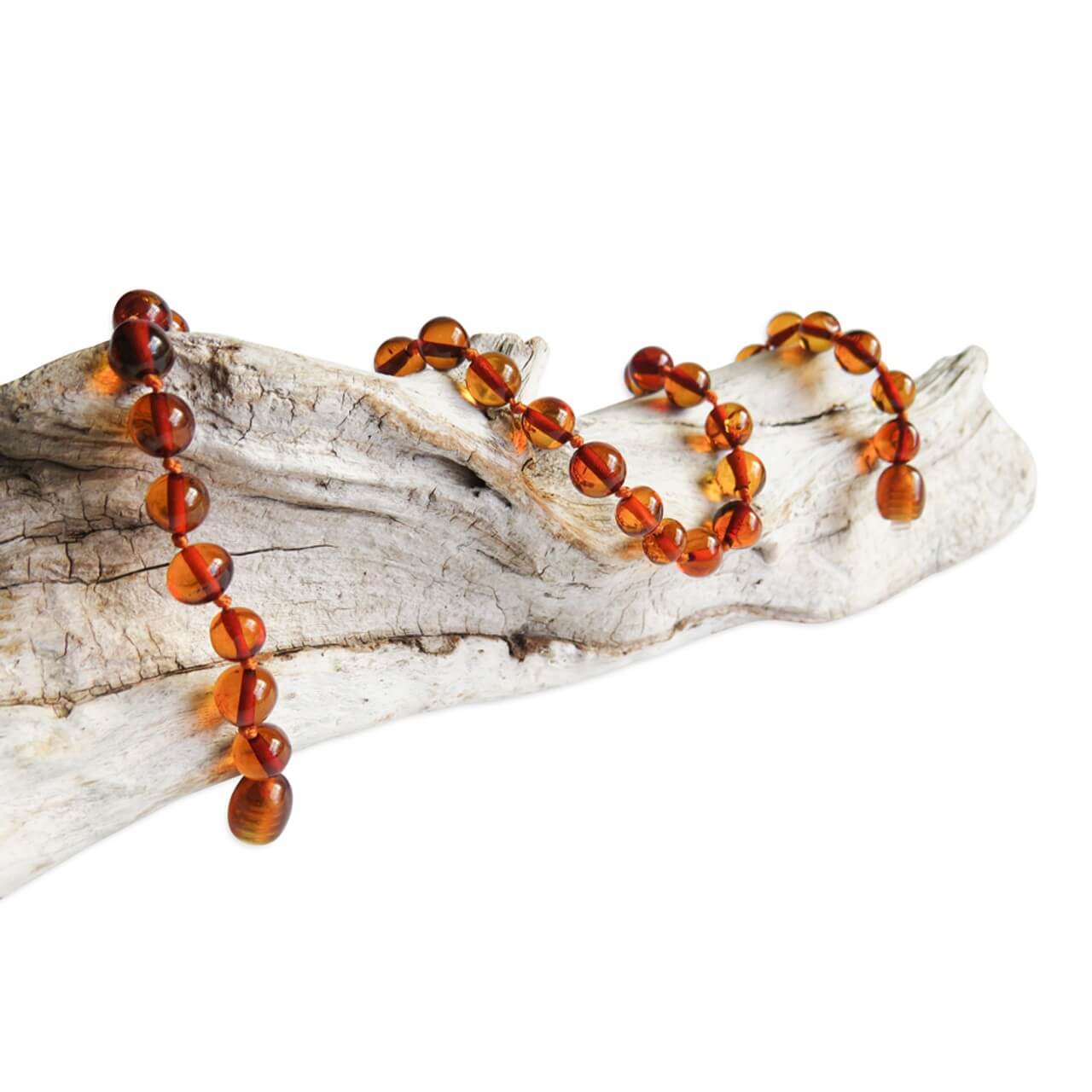 Amber Teething Necklace | Polished Cognac | NZ Made