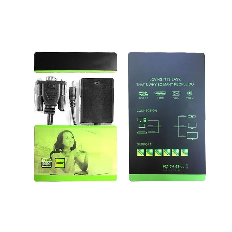 VGA To HDMI Adapter Cable With Audio Power Supply 1080p Plug And Play
