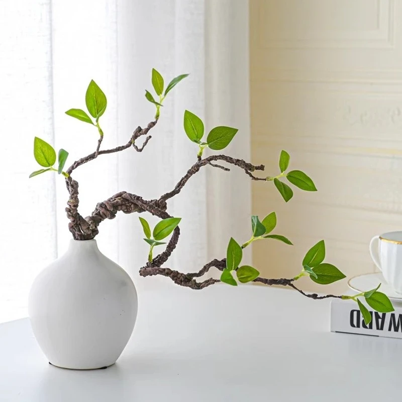 2-Pack Artificial Green Plant Stems for Wedding Party Shower Decorations, Faux Greenery Branches for Living Room Bedroom Home Dining Table Decor, Plastic Bonsai Tree Branches, No Power Needed, Vase Filler, Home Decor, Outdoor Decor, Classroom Decorations
