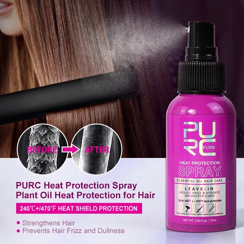 PURC Argan Oil Heat Protection Spray – Smoothing Treatment to Prevent Frizz and Dryness