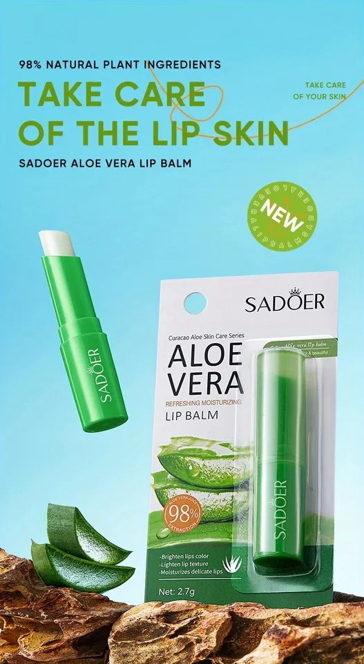 Lip Aloe Balm – Nourishing, Hydrating, and Moisturizing Lip Care for Preventing Cracking and Repairing Dry Lips