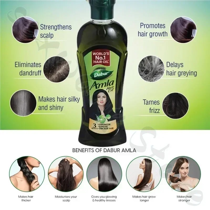 Dabur Amla Hair Oil – Nourishing Indian Gooseberry Oil for Black, Smooth, and Healthy Hair, 180ml