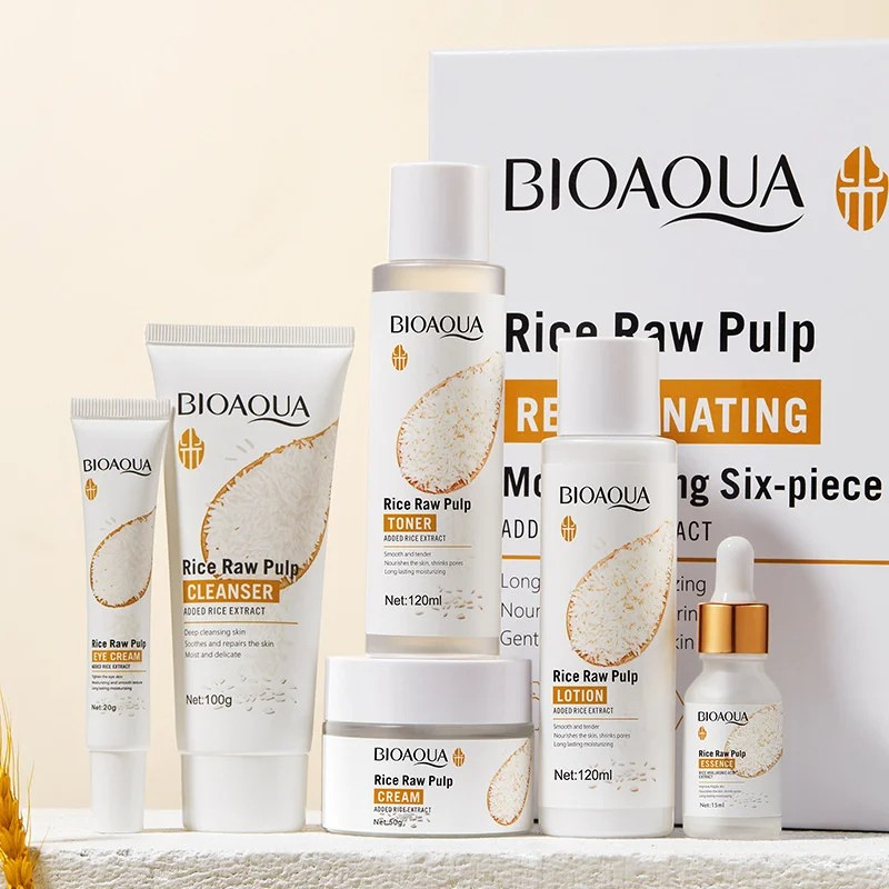 BIOAOUA Original Milk Series Six-Piece Face Care Set – Hydrating Cleanser, Toner, Serum