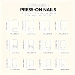 24pcs Glossy Medium Square Fake Nails