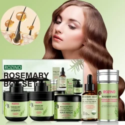 The gift box contains shampoo, conditioner, hair mask, hair oil, and hair wax stick