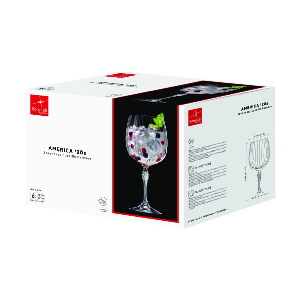 America 20's Gin 750ml - Set 4 - Bormioli Rocco