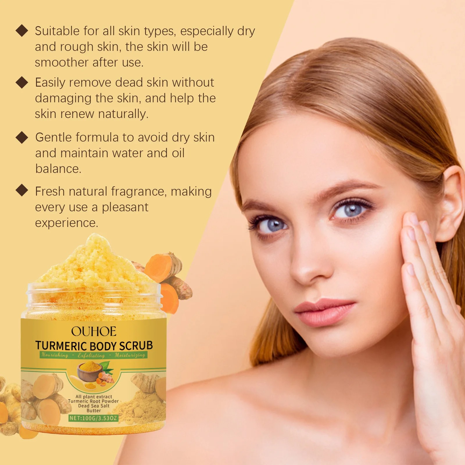Turmeric Body Scrub for Women & Men – Lightening, Exfoliating, and Moisturizing Skin Care