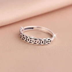 S925 Sterling Silver Retro Coin Ring for Women – Lucky Money Coin Design, Simple Niche, Open Luck Ring, Classic Style for Daily & Gift-Giving Occasions