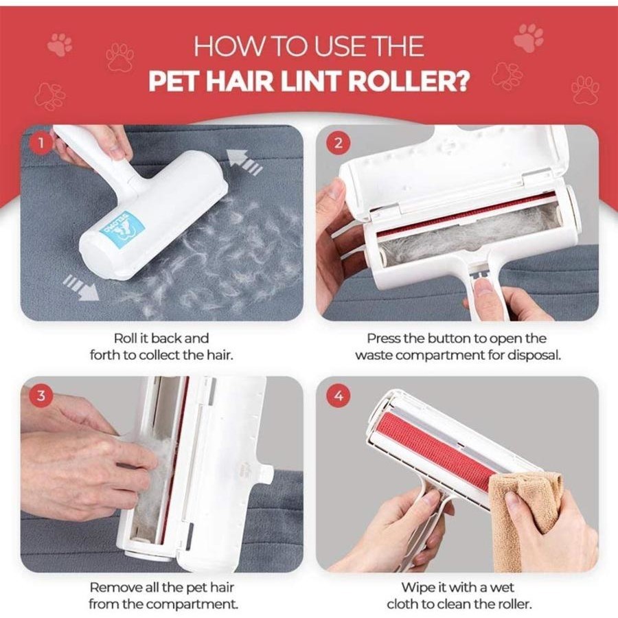 Catzon Pet Hair Remover Roller Dog & Cat Fur Remover with Self-Cleaning Base Hair Removal Tool
