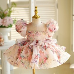 Children's Bubble Sleeve Floral Dress