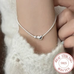 Elegant 925 Sterling Silver Love Heart Snake Bone Bracelet - Ideal for Birthdays, Weddings, Family & Holiday Gifts, Perfect for Mother’s Day, Independence Day, Easter, Ramadan