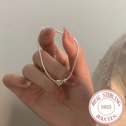 Elegant 925 Sterling Silver Love Heart Snake Bone Bracelet - Ideal for Birthdays, Weddings, Family & Holiday Gifts, Perfect for Mother’s Day, Independence Day, Easter, Ramadan