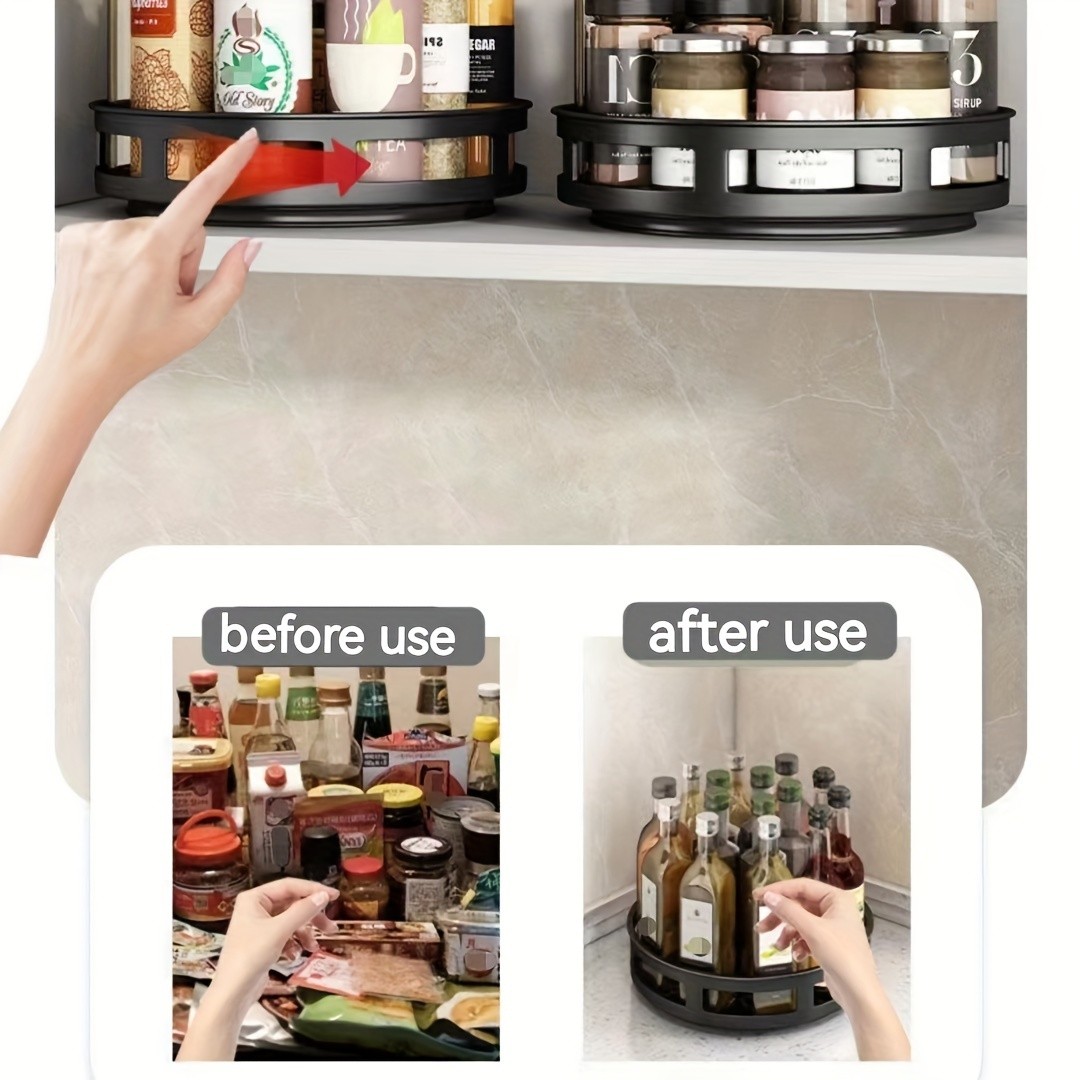 Multifunctional Rotating Storage Rack with Adjustable Height and Spray Paint Finish – Ideal for Kitchen, Bathroom, and Countertop Organization for Restaurants