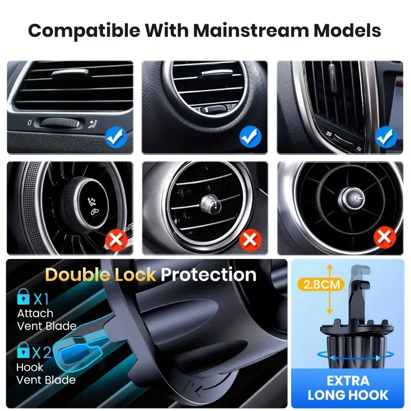 360° Rotation Car Phone Holder for Air Vent
