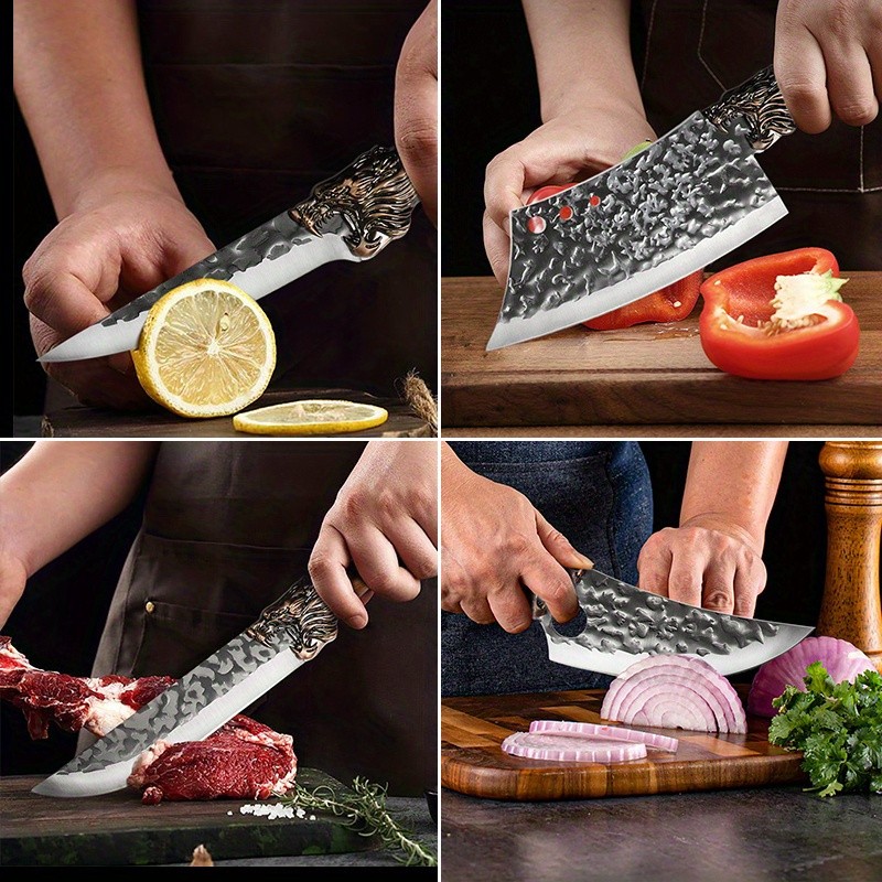 7-Piece Handmade Forged Knife Professional Kitchen Chef Knife Set – Stainless Steel Chef Knife, Utility Knife, Boning Knife, Cutting Knife, Fish Knife, Butcher Knife, Kitchen Scissors