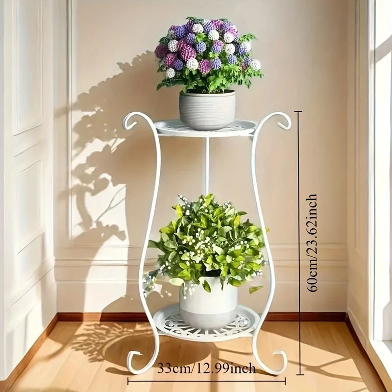 Iron Plant Stand Indoor – 2pcs Minimalist European Metal Plant Stands, Versatile for Indoor/Outdoor Use, Flower Pot Holders for Patio, Balcony, Living Room & Garden