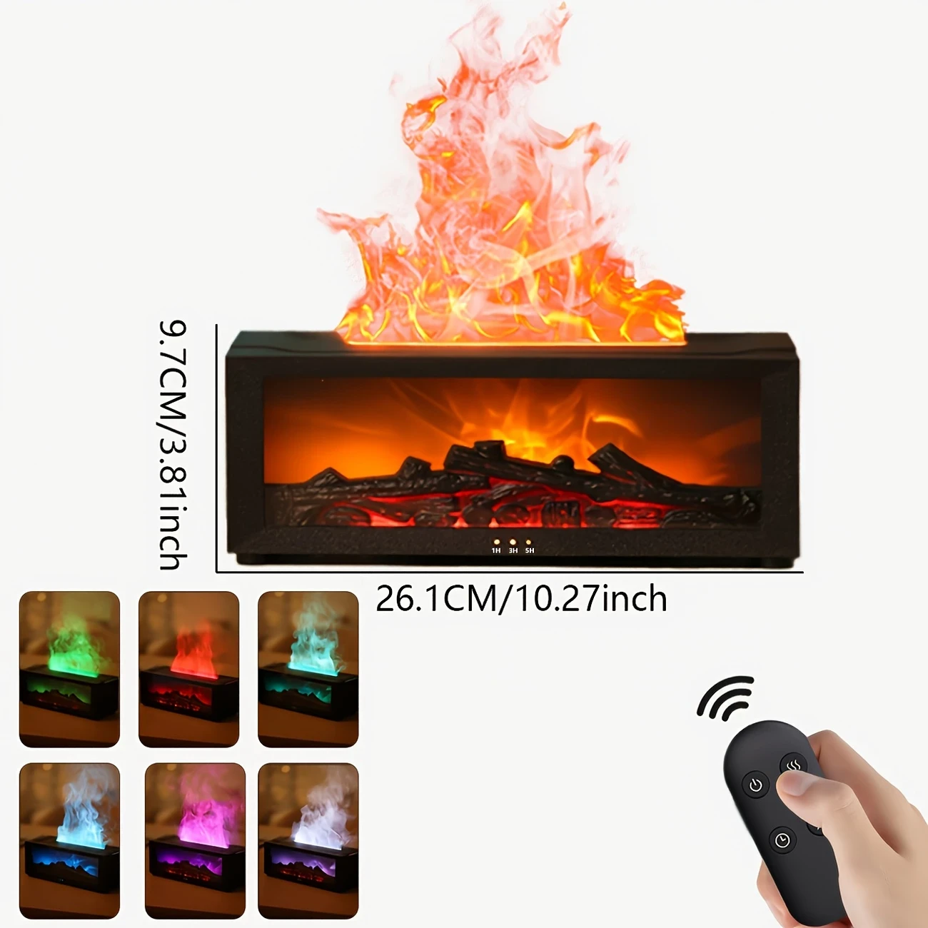 1pc Flame Effect Aromatherapy Fireplace, Essential Oil Diffuser with Colorful Lights, Timer Function, USB Powered – Ideal for Bedroom, Bathroom, Office Decor, Gifts for Christmas, New Year, Birthdays