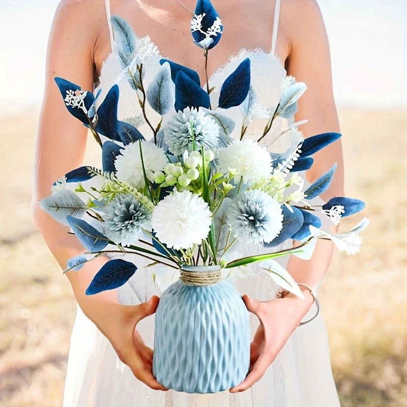 1pc Blue Artificial Hydrangea Bouquet – Perfect for Home & Table Decor, Ideal for Halloween, Christmas, Valentine's, Thanksgiving, Mother's Day