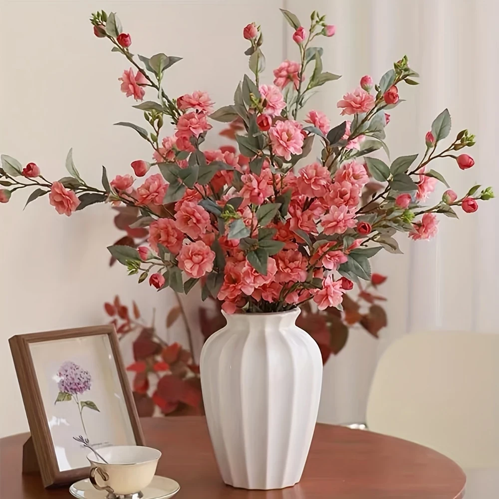 6pcs Cherry Blossom Branches Artificial Blossom Flowers – Fake Plum Flowers for Vase, Floor Arrangements, Wedding, Party, Office, Living Room Decor