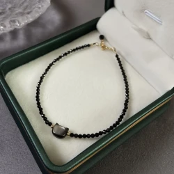 Adjustable Black Cat Charm Bracelet for Women – Cute Boho Style with Spinel Beads, Perfect for Valentine's Day or Birthday Gift, Daily Wear Jewelry