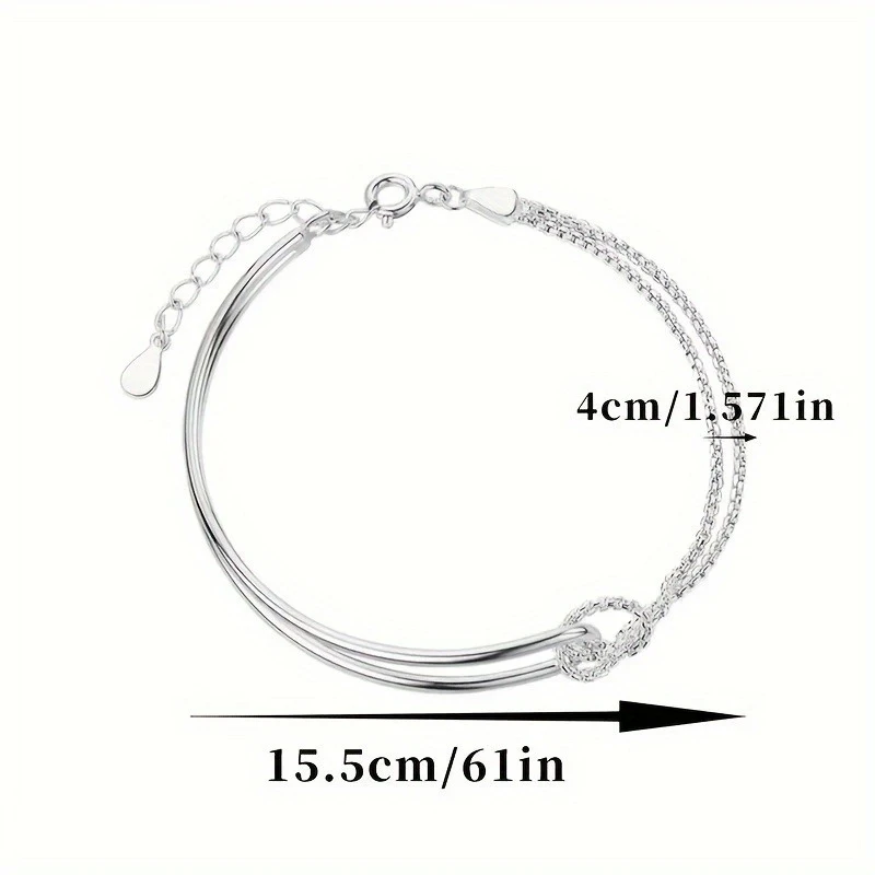 Elegant 925 Sterling Silver Half-Moon Bangle Bracelet with Sparkling Stones - Bohemian Style, Perfect Daily Accessory for Women, Ideal Gift for Valentine’s Day and Special Occasions