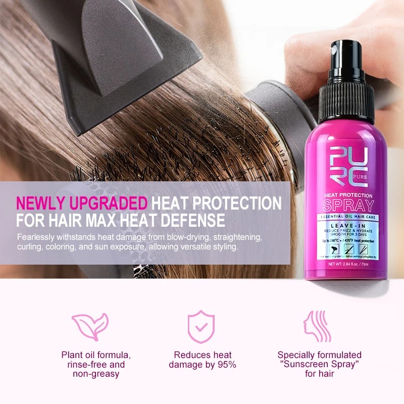 PURC Argan Oil Heat Protection Spray – Smoothing, Frizz Control, Dry Hair Treatment