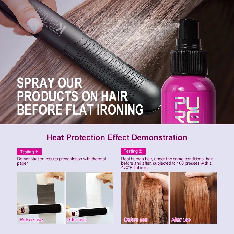 PURC Argan Oil Heat Protection Spray – Smoothing, Frizz Control, Dry Hair Treatment