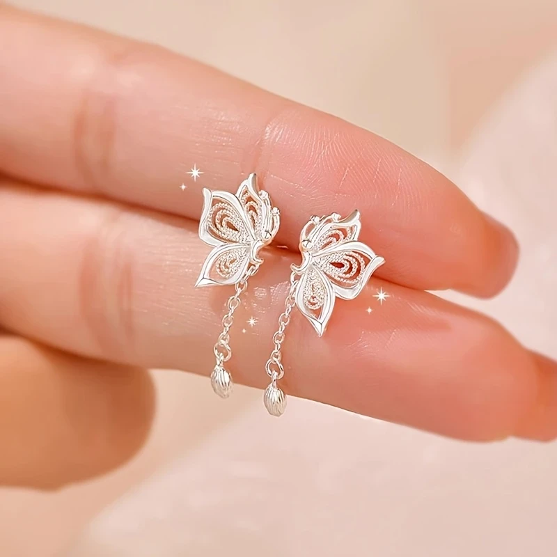 Elegant Hollow Butterfly Earrings – Exquisite Craftsmanship, Romantic Choice for Dating, Enhances Elegant Temperament