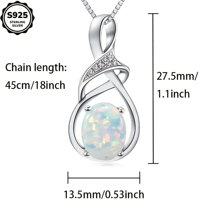 S925 Sterling Silver Opal Pendant Necklace – Stylish and Elegant Women’s Jewelry, Perfect for Daily Wear, Parties, and Special Occasions