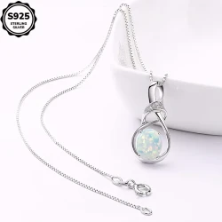 S925 Sterling Silver Opal Pendant Necklace – Stylish and Elegant Women’s Jewelry, Perfect for Daily Wear, Parties, and Special Occasions