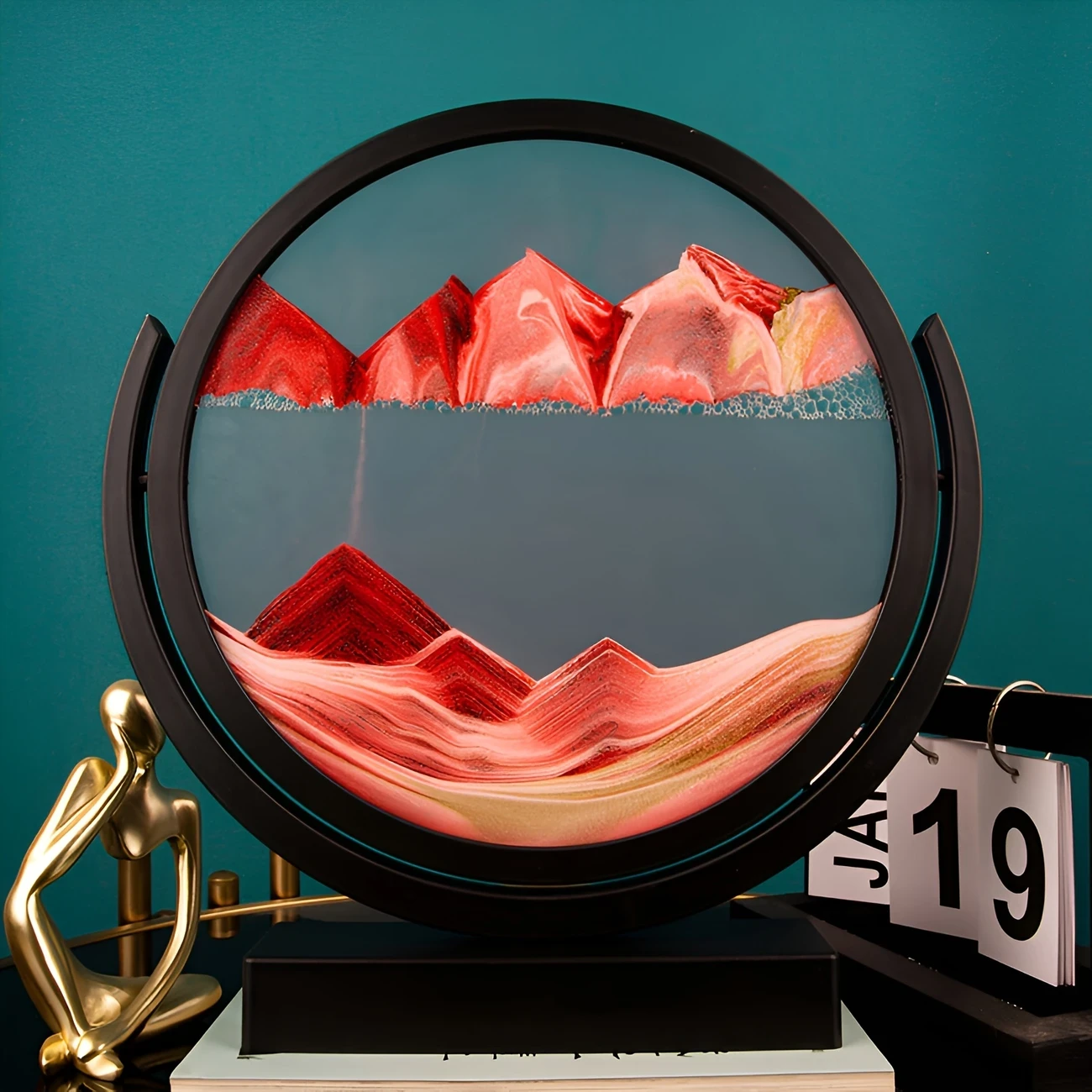 Dynamic 3D Sand Art Centerpiece – Glass & Plastic, Ideal for Home & Office Decor, Perfect for Father’s Day, Mother’s Day, Weddings, and Holidays