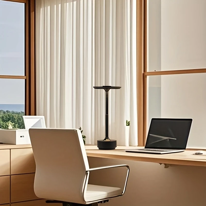 1pc Office Decorative Table Lamp – Touch Control, Brushed Metal Finish, USB Charging, Power Cord Included, Ideal for Office and Bedroom, Perfect Gift Choice