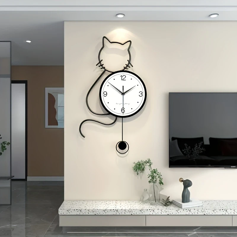 Creative Cat Wall Clock – Nordic Minimalist Silent Design, Perfect for Home and Office Decoration, Ideal Holiday Gift Choice