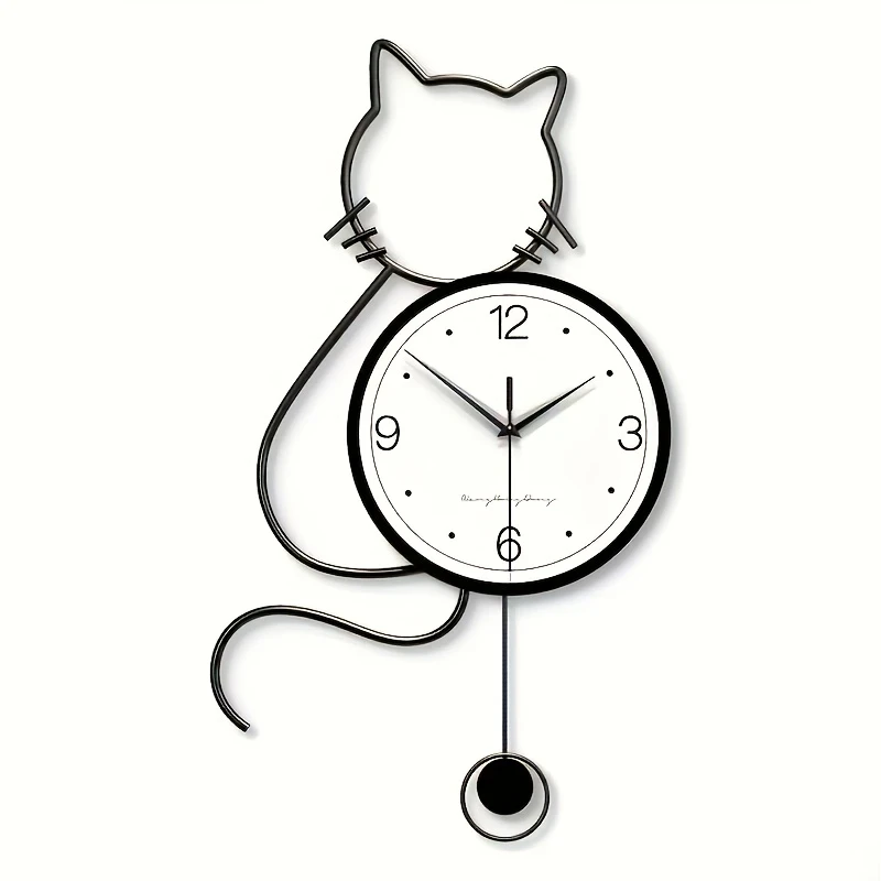 Creative Cat Wall Clock – Nordic Minimalist Silent Design, Perfect for Home and Office Decoration, Ideal Holiday Gift Choice