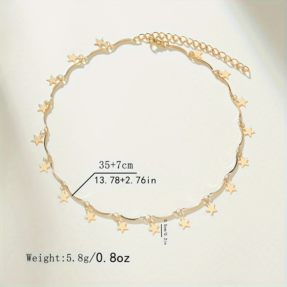 Elegant Style Star Pendant Curved Handmade Necklace – Alloy Clavicle Chain, Perfect for Daily Wear, Parties, and Gifts for Women