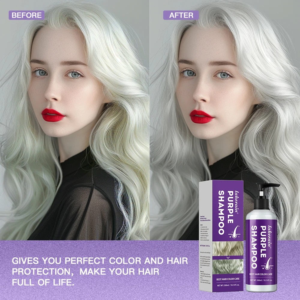 300ml Purple Shampoo for Blonde Hair – Yellow Tone Remover and Color Lock for Silver, Gray, and Bleached Hair
